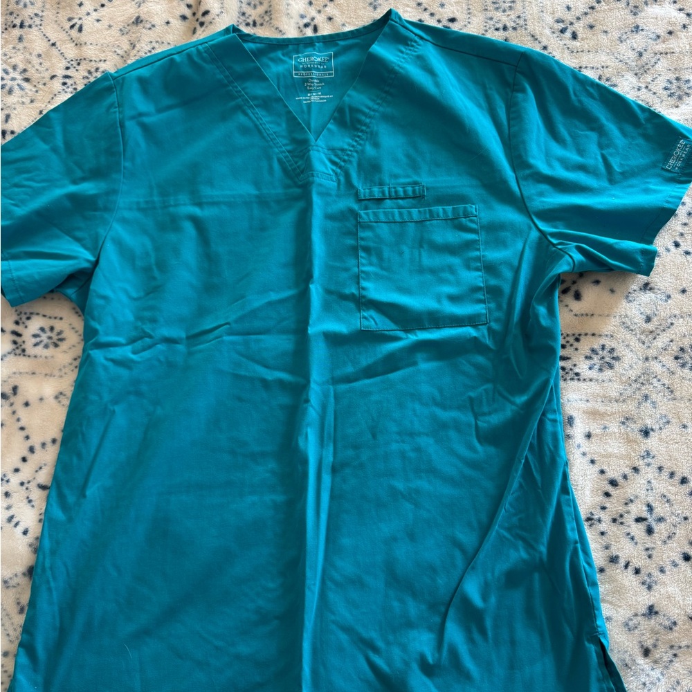 Cherokee workwear, professionals, teal scrubs for men